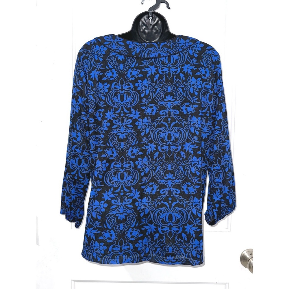 Covington blue and black paisley print embellished top, size XL - Picture 4 of 6